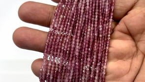 BeadsofCambay 2.5mm Pink Tourmaline Micro Faceted Round Beads 15.25 inch 158 pieces AAA