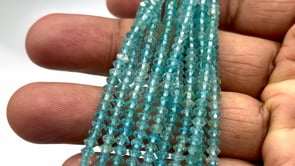 Beadsofcambay 4mm Apatite Micro Faceted Disc Rondelle Beads 15.25 inch 140 pieces