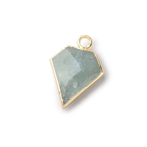 14x12mm Gold Leafed Aquamarine Faceted Diamond Shape Focal Pendant 1 piece - Beadsofcambay.com