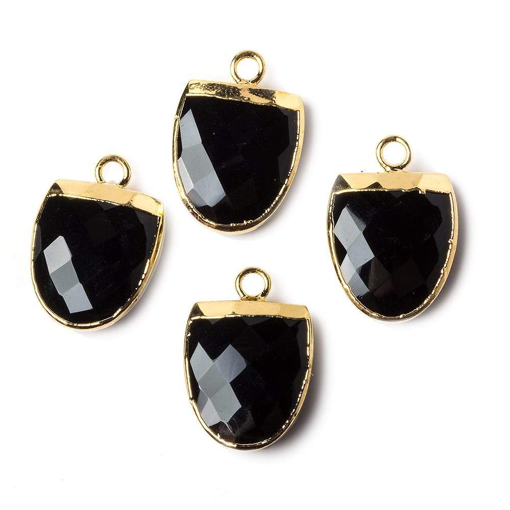 14x12mm Gold Leafed Black Chalcedony Half Oval Pendant 1 focal bead - Beadsofcambay.com