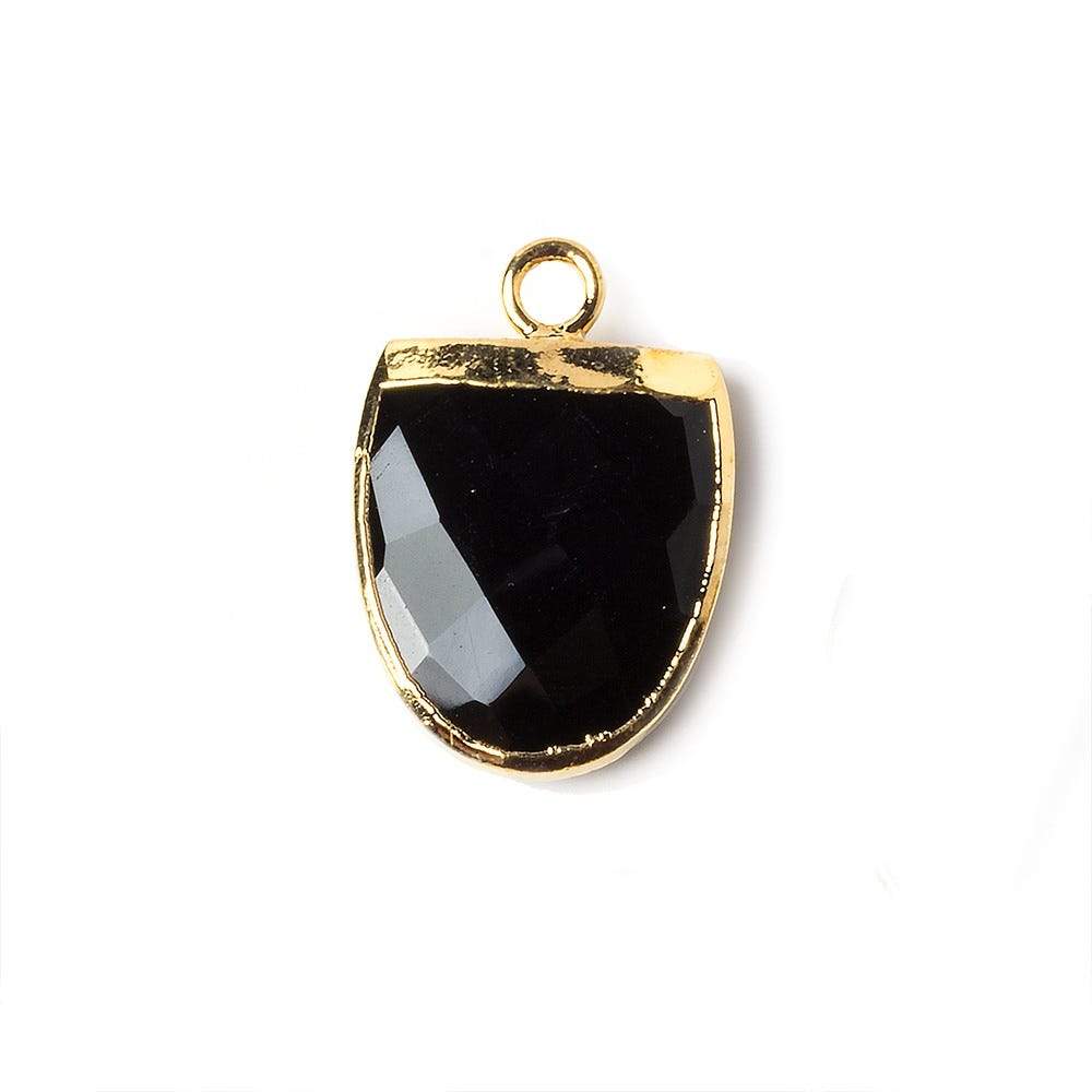 14x12mm Gold Leafed Black Chalcedony Half Oval Pendant 1 focal bead - Beadsofcambay.com