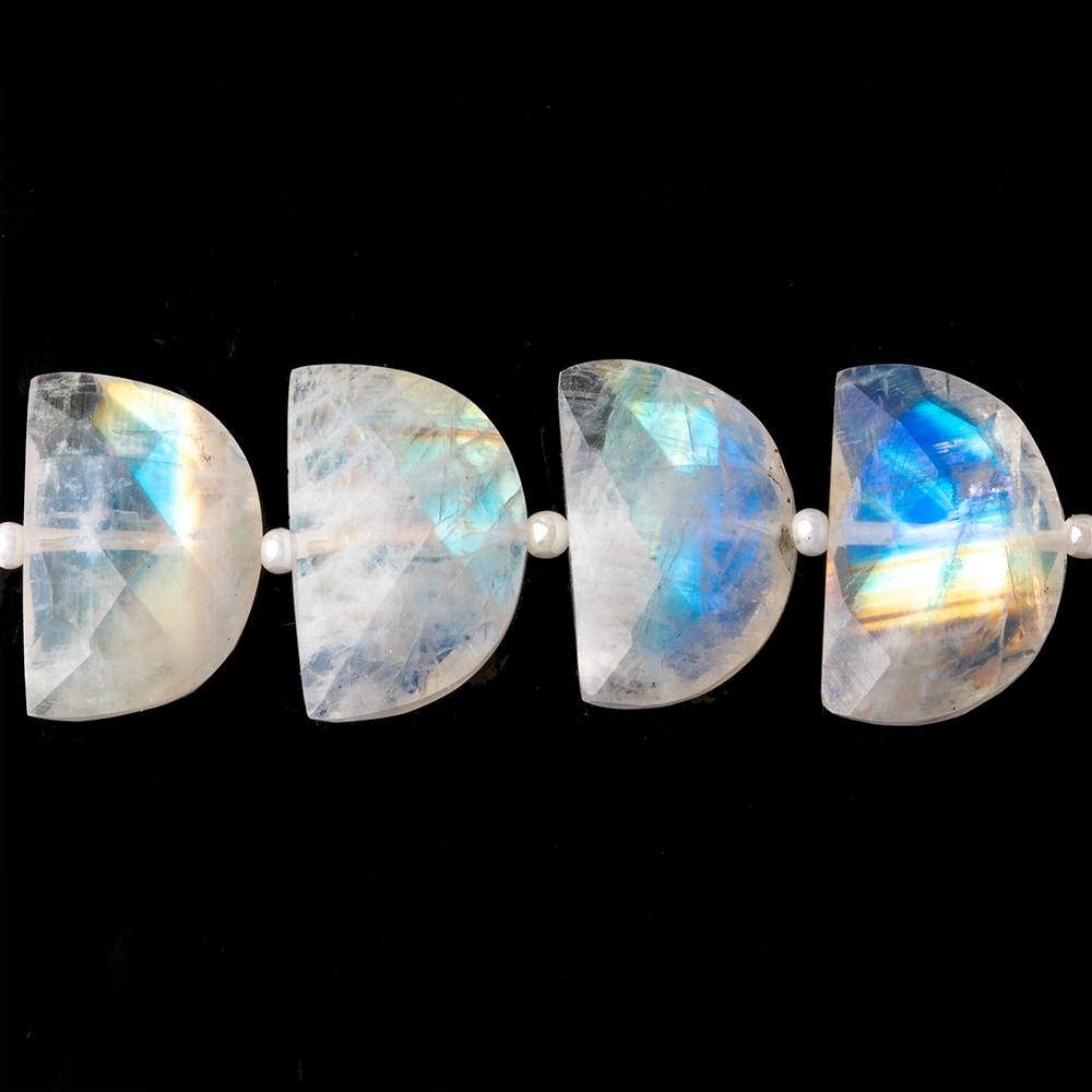 14x9-16x9mm Rainbow Moonstone faceted Half Moon beads 15.5 inch 36 pieces AA