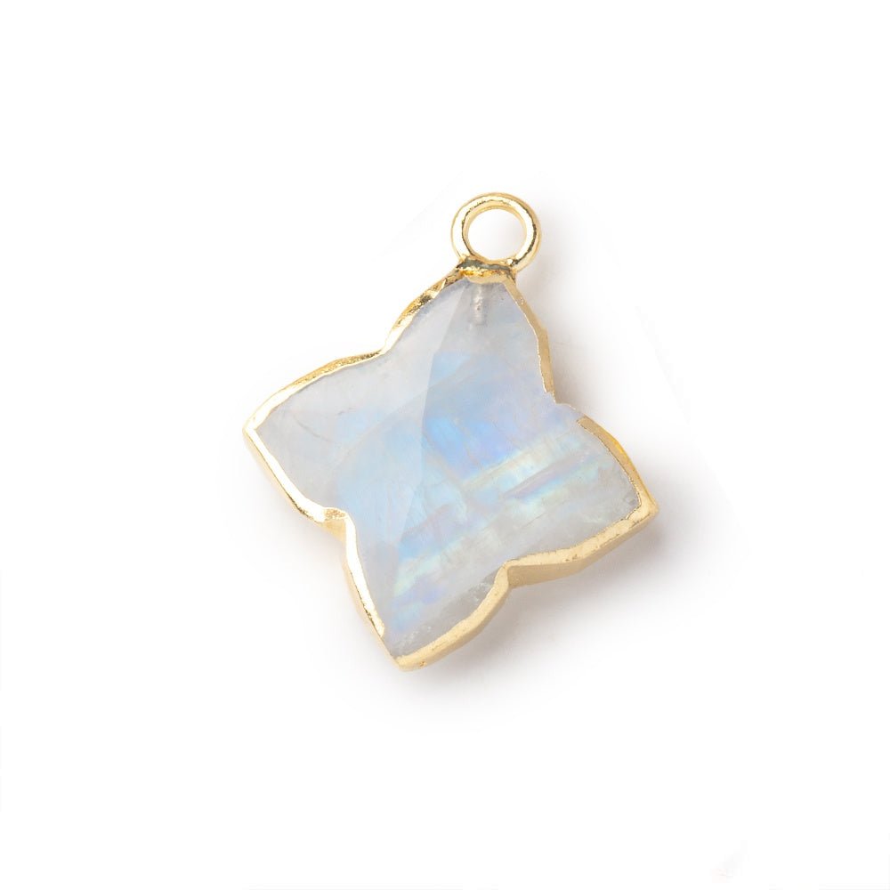 15-16mm Gold Leafed Rainbow Moonstone 4 Pointed Star Focal Pendant 1 piece - Beadsofcambay.com