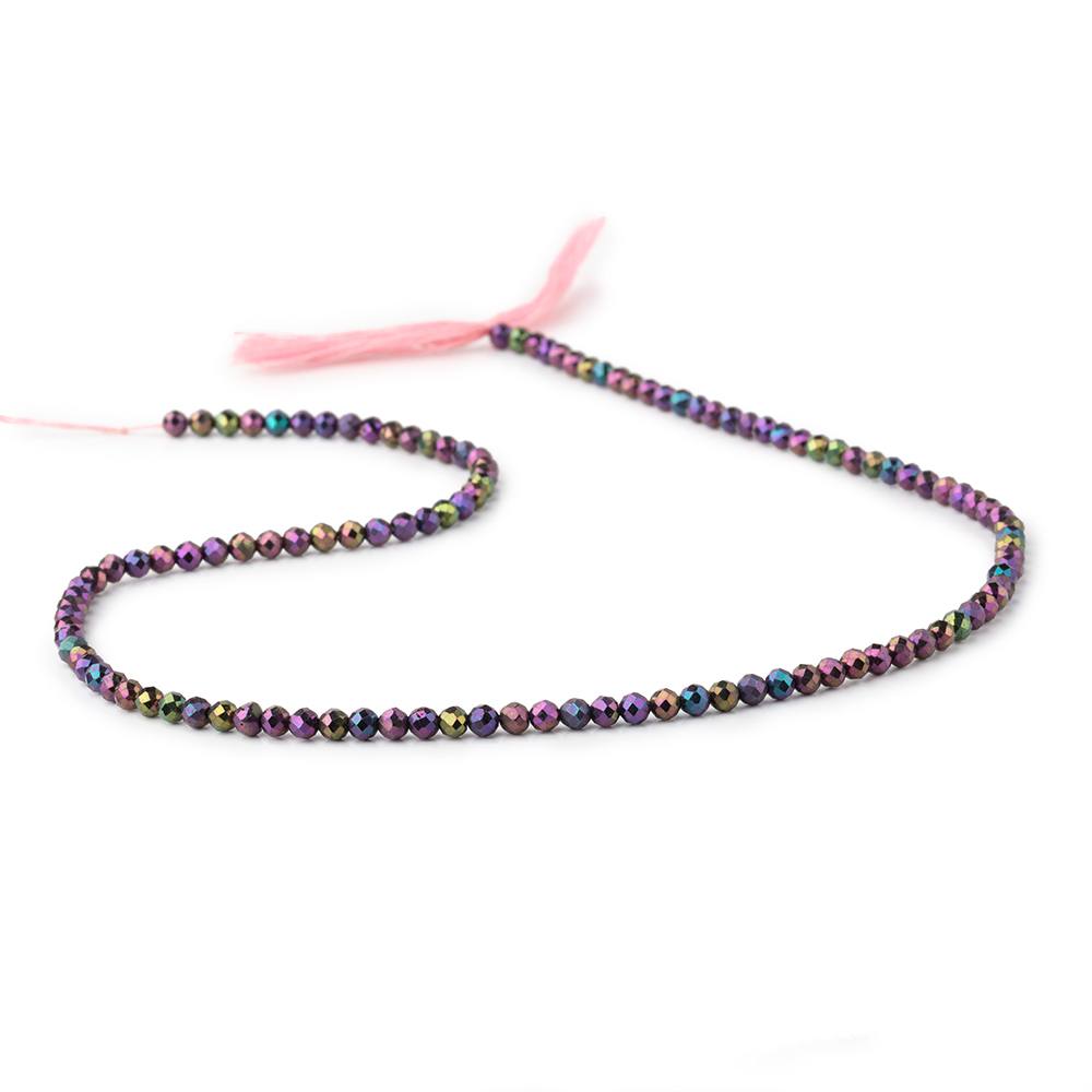 3mm Mystic Purple Peacock Spinel micro-faceted round beads 13.5 inch 135 pcs - BeadsofCambay.com