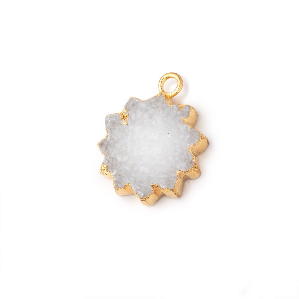 15mm Gold Leafed White Drusy Star Burst Pendant 1 focal piece - Beadsofcambay.com