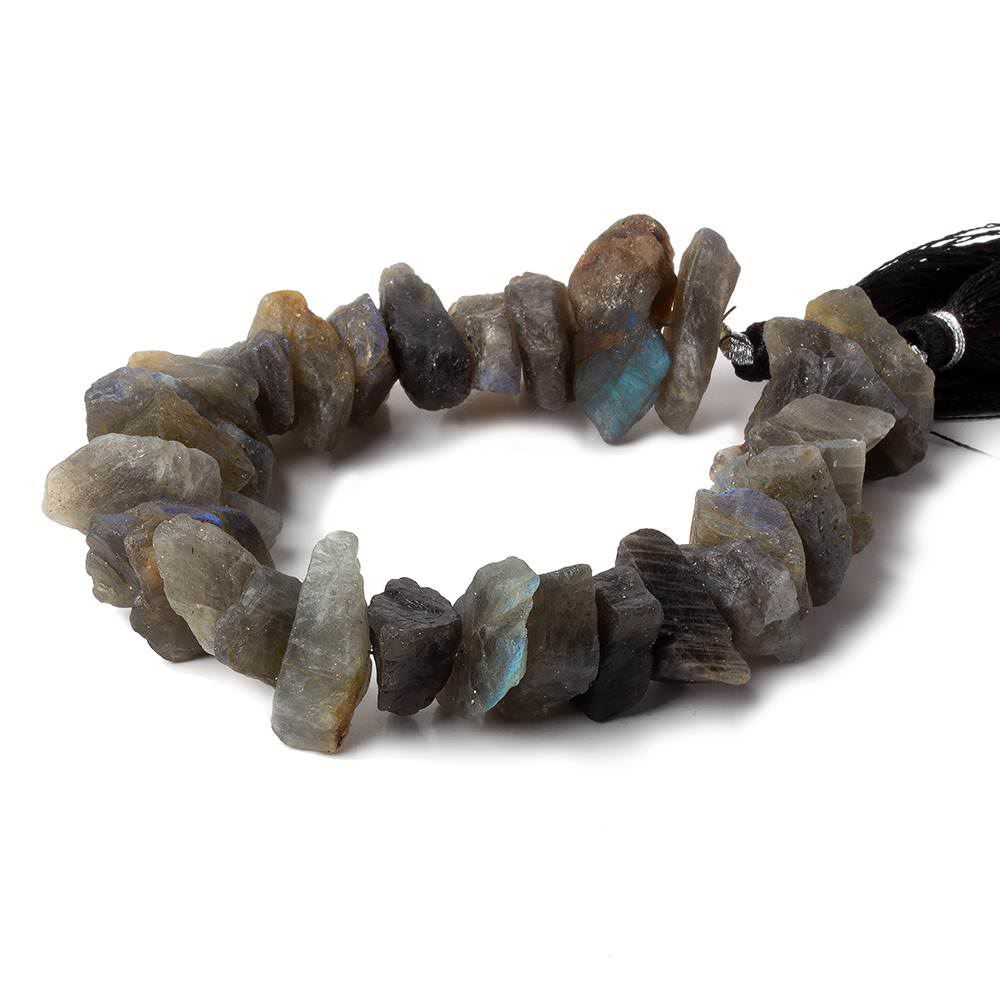 15x10-19x12mm Labradorite center drilled Natural Crystal Chip beads 7.5 inch 26 beads - Beadsofcambay.com