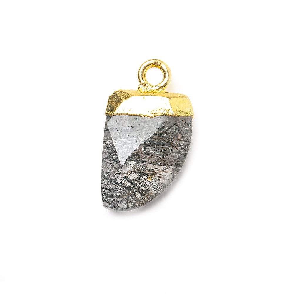 15x10mm Gold Leafed Black Tourmalinated Quartz Horn Pendant 1 piece - Beadsofcambay.com