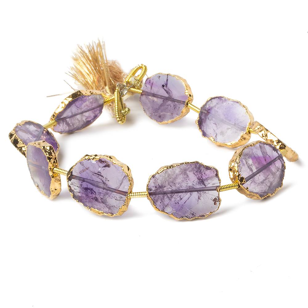 15x12-16x12mm Gold Leafed Amethyst straight drilled Slices 7 inch 9 beads - Beadsofcambay.com