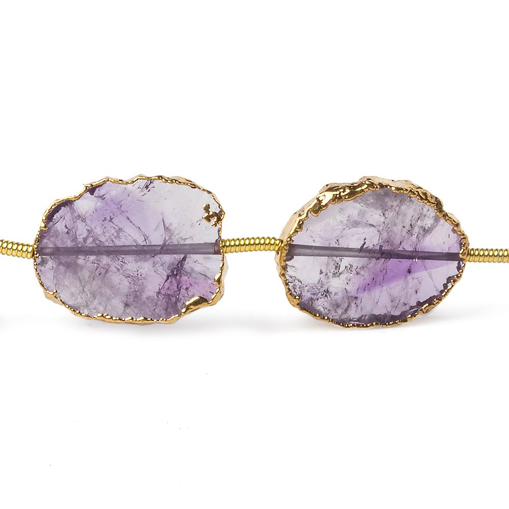 15x12-16x12mm Gold Leafed Amethyst straight drilled Slices 7 inch 9 beads - Beadsofcambay.com