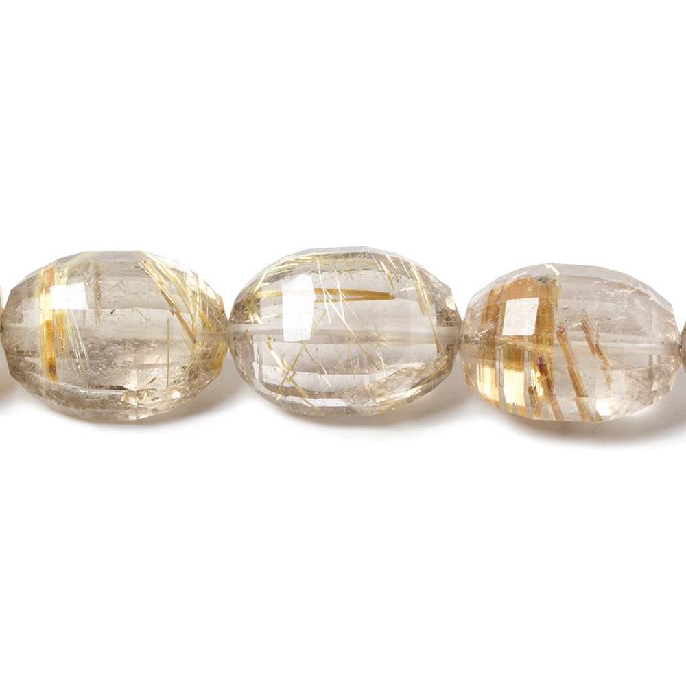 15x12-20x13mm Rutilated Quartz Checkerboard Faceted Oval Beads 6.5 inch 10 pieces - Beadsofcambay.com