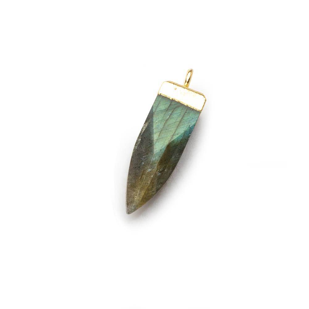 15x6mm Gold Leafed Labradorite plain oblisk spike Pendant 1 focal bead - Beadsofcambay.com