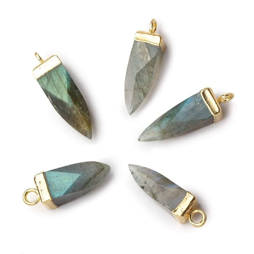 15x6mm Gold Leafed Labradorite plain oblisk spike Pendant 1 focal bead - Beadsofcambay.com