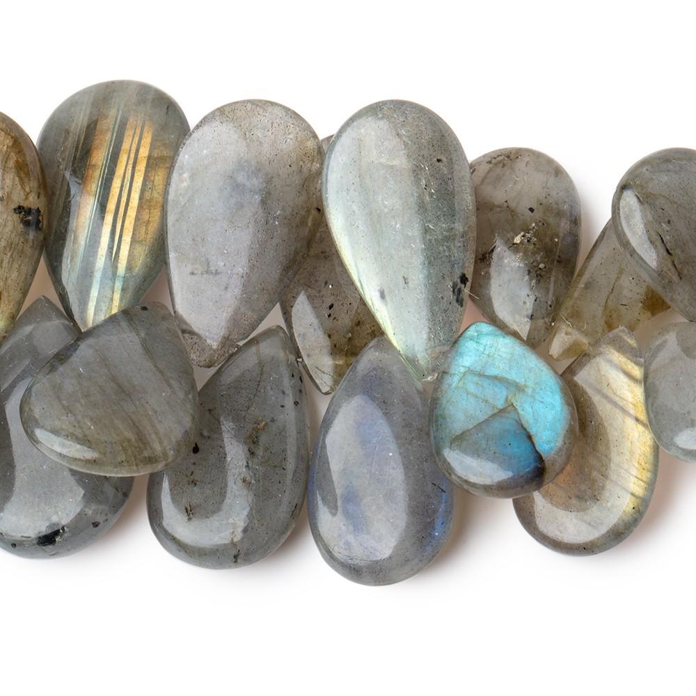 15x9-24x13mm Labradorite Plain Pear Beads 8 inch 47 beads - Beadsofcambay.com