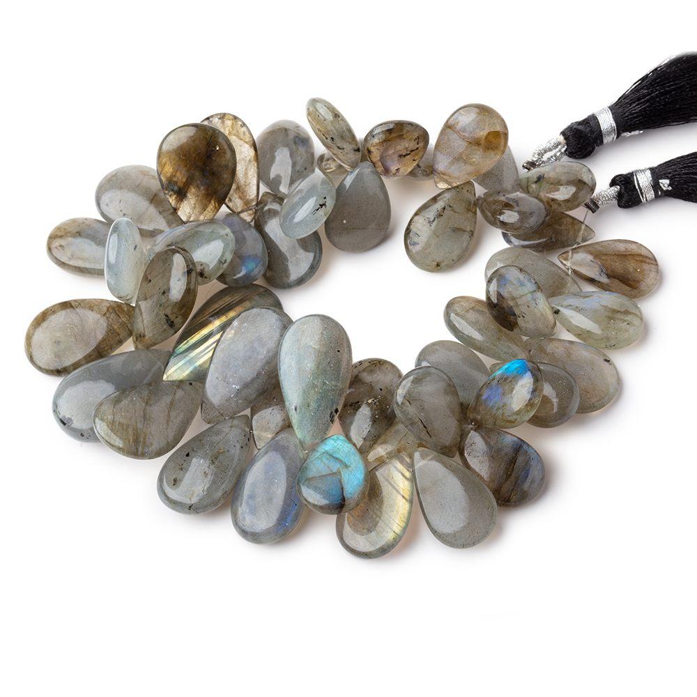 15x9-24x13mm Labradorite Plain Pear Beads 8 inch 47 beads - Beadsofcambay.com