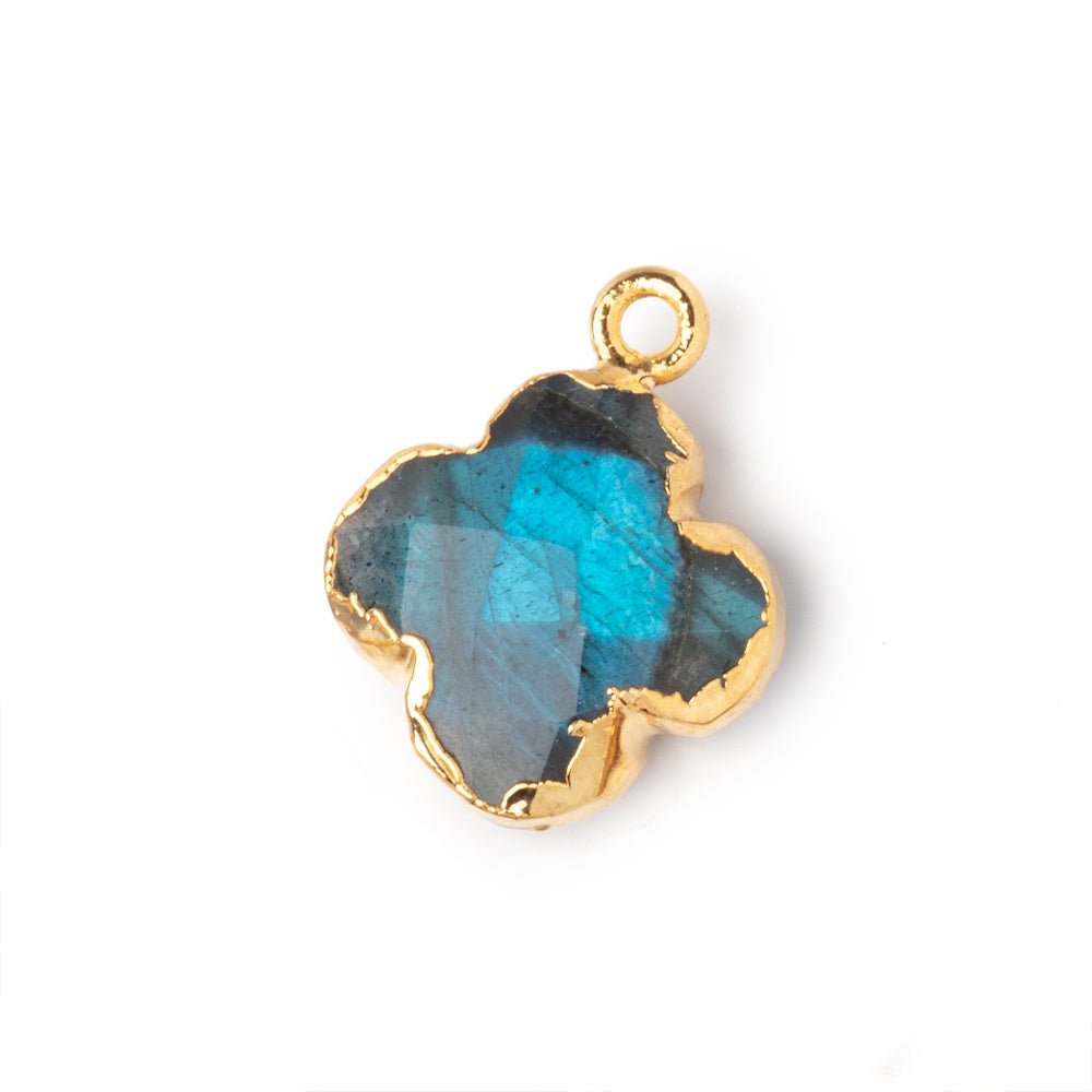 16mm Gold Leafed Labradorite Quatrefoil Pendant 1 focal piece