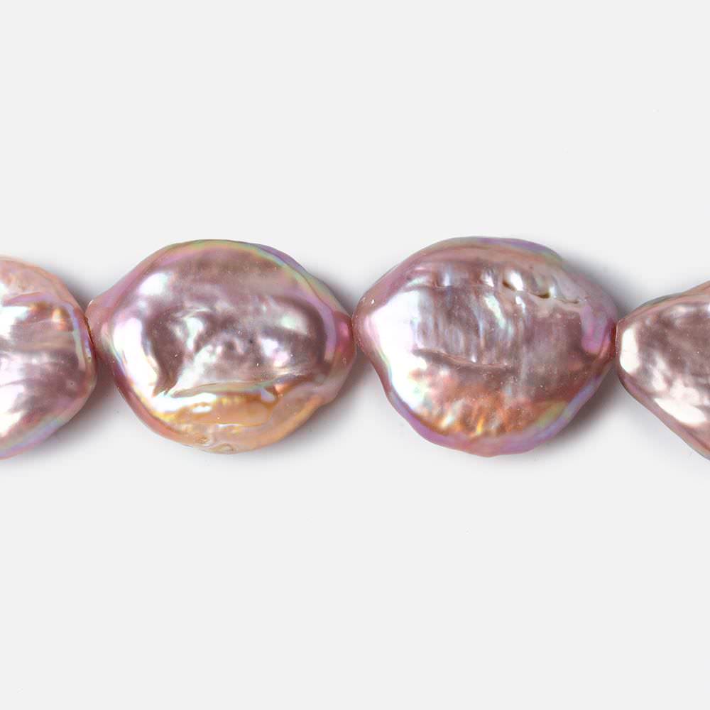 16mm Pinkish Violet Ultra Coin Freshwater Pearls 1.5mm Large Hole 16 inch 20 pieces - Beadsofcambay.com