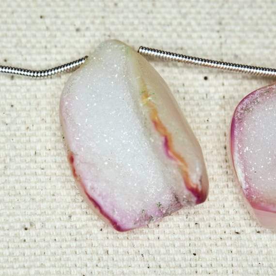 16x13-28x17mm Sorbet Pink Agate Drusy Freeform Beads 11 pieces - Beadsofcambay.com