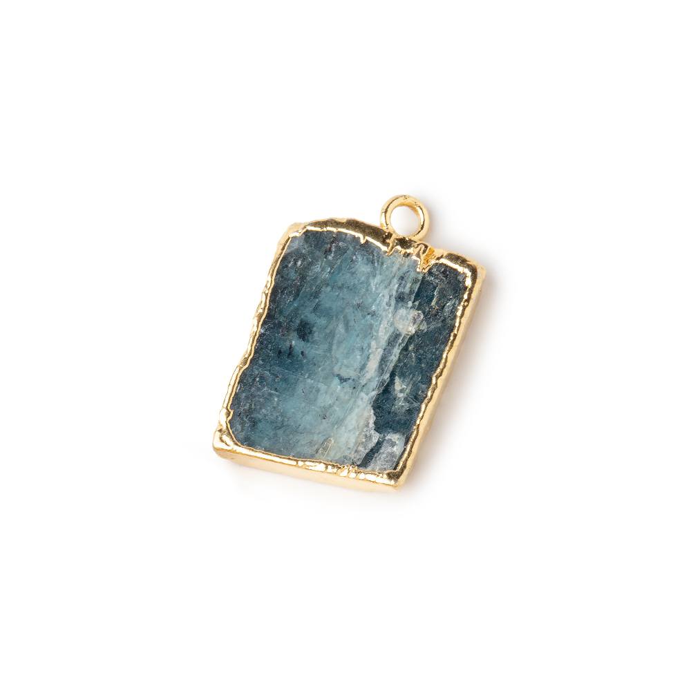 16x13mm average Gold Leafed Blue Kyanite Slice Pendant 1 piece - Beadsofcambay.com