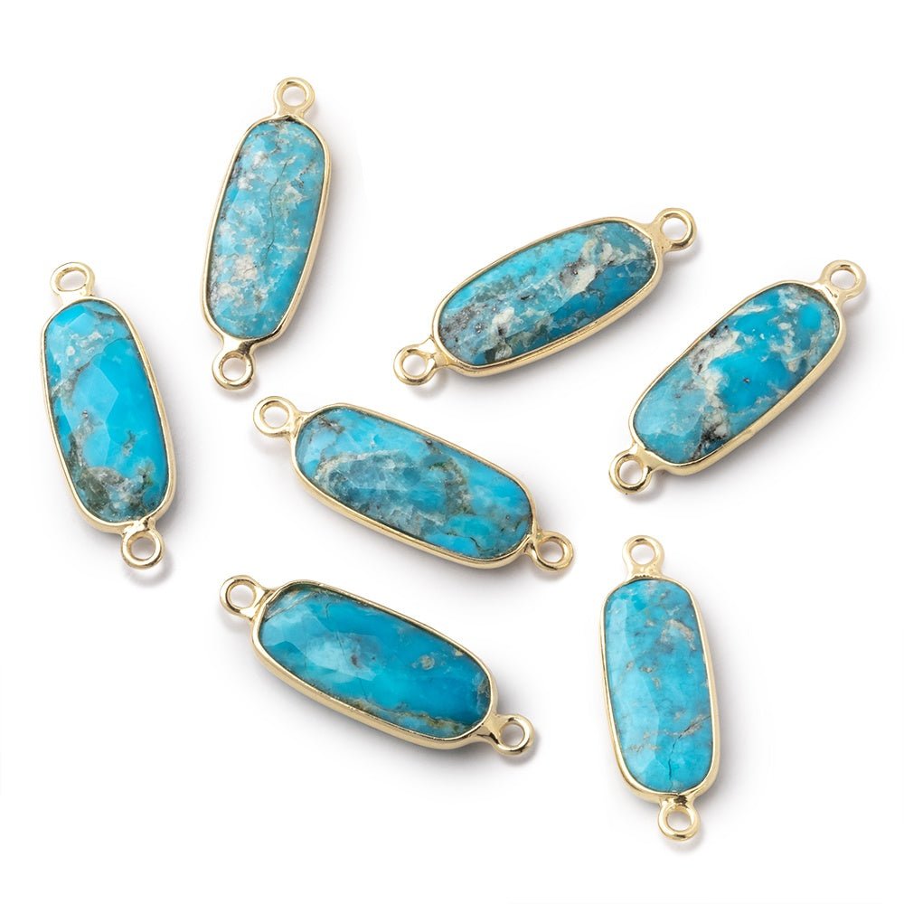 16x8mm Vermeil Bezel Turquoise Howlite Elongated Oval Connector 1 piece - Beadsofcambay.com