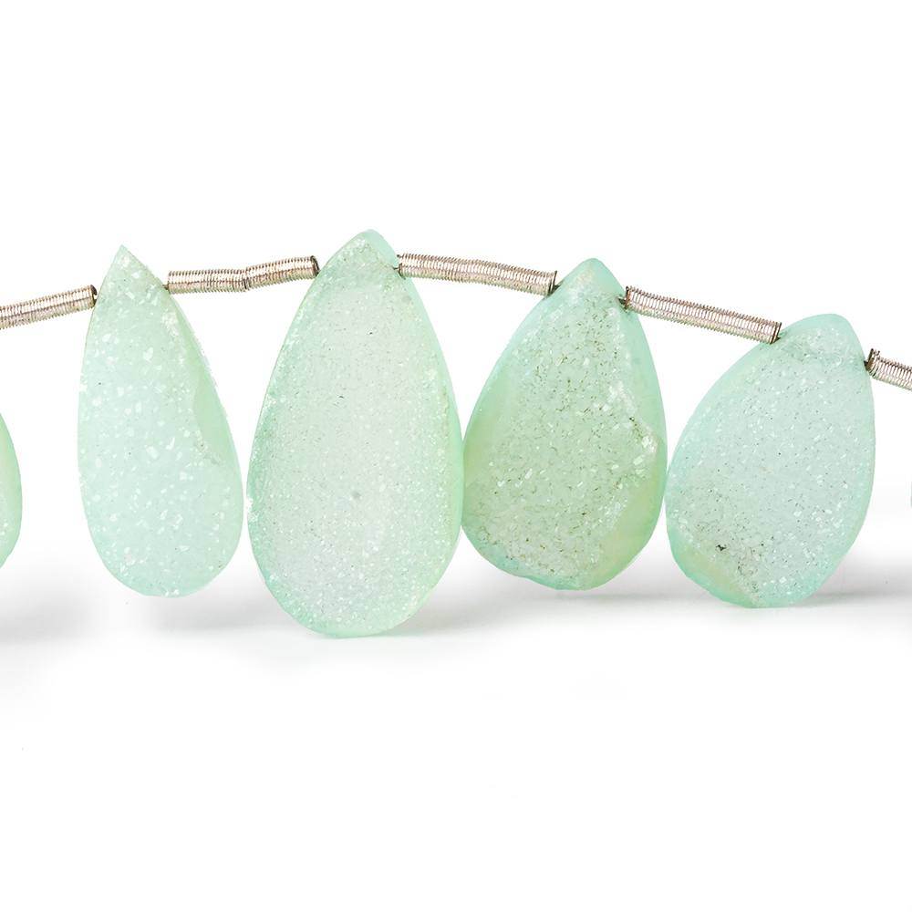 16x9-21x11mm Seafoam Green Drusy Agate Pear Beads 8 inch 16 pieces - Beadsofcambay.com