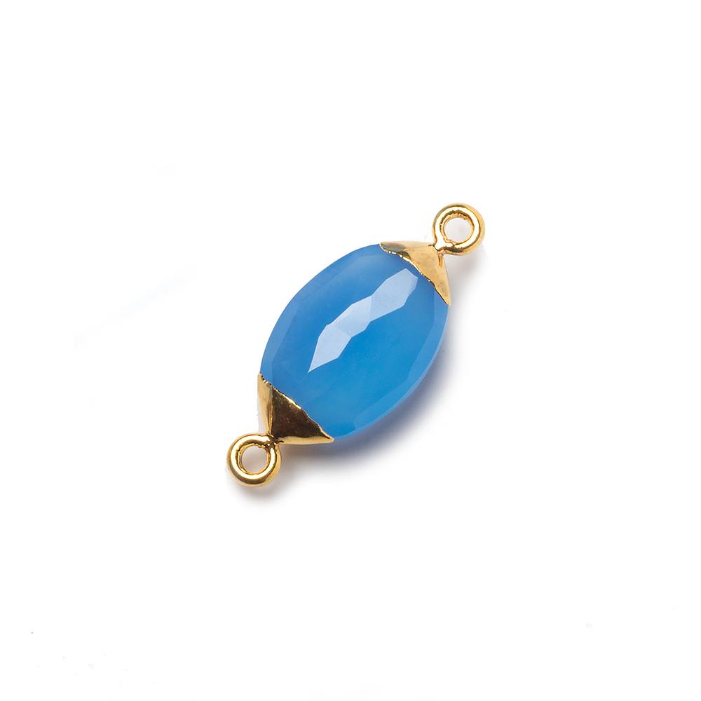 16x9mm Gold Leafed Santorini Blue Chalcedony Marquise Connector 1 bead - Beadsofcambay.com