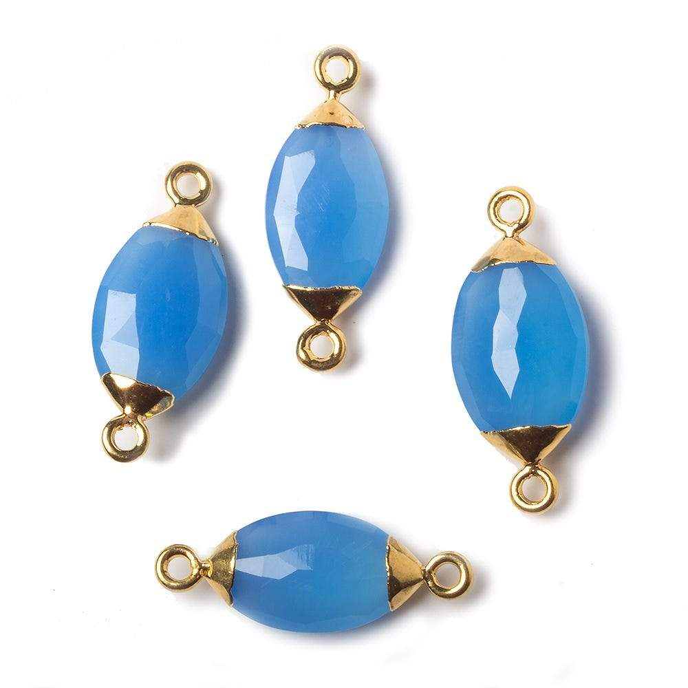 16x9mm Gold Leafed Santorini Blue Chalcedony Marquise Connector 1 bead - Beadsofcambay.com