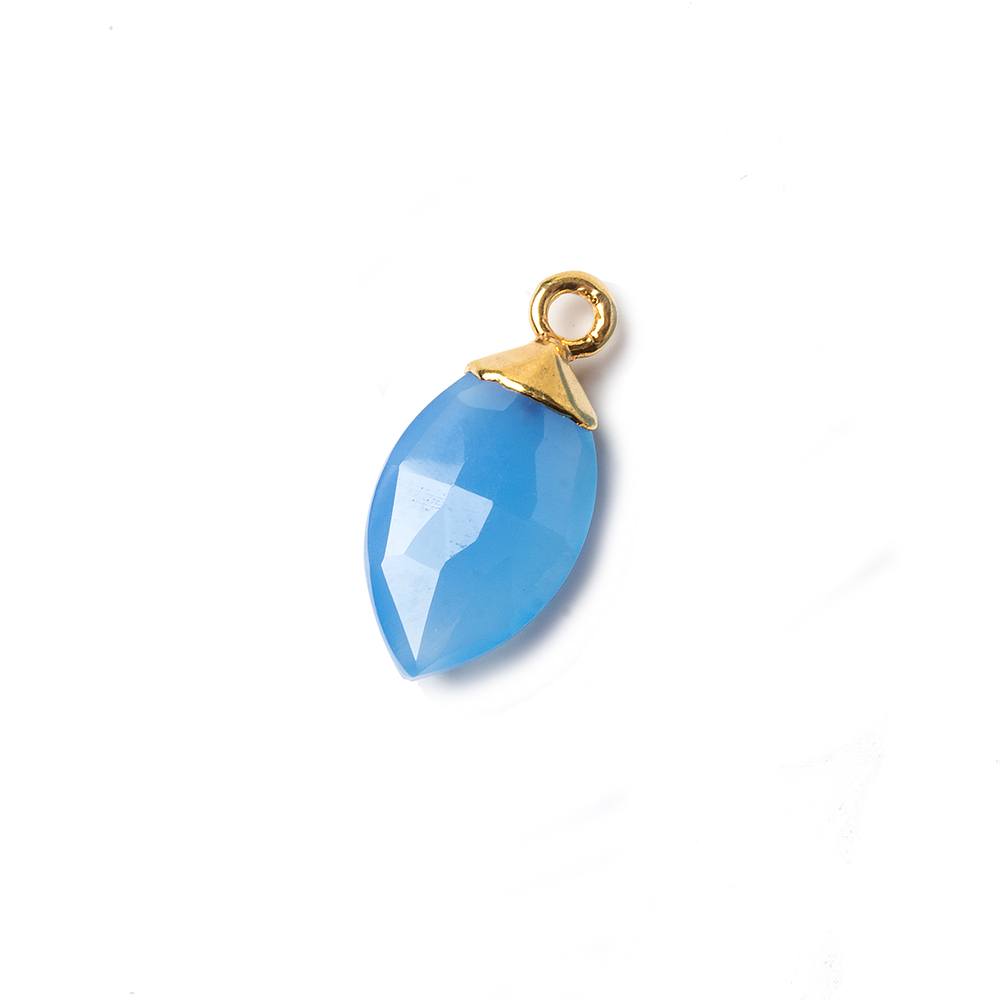 16x9mm Gold Leafed Santorini Blue Chalcedony Marquise Pendant 1 bead - Beadsofcambay.com