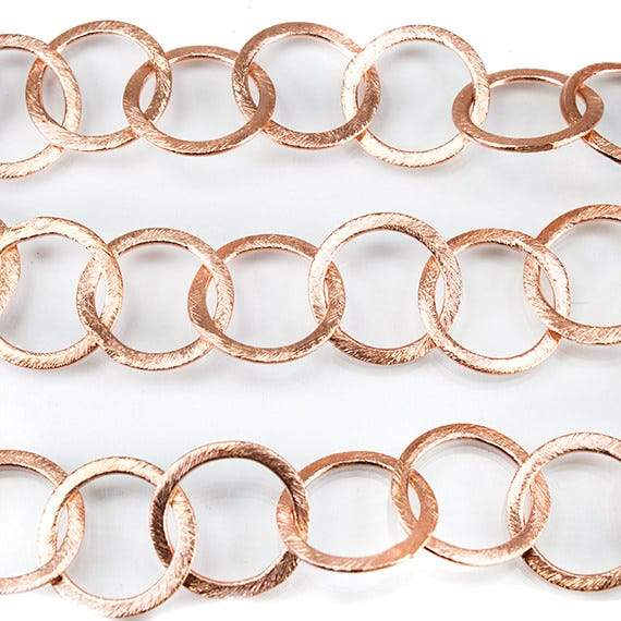 17mm Rose Gold Plated Brushed Round Link Chain by the foot - Beadsofcambay.com