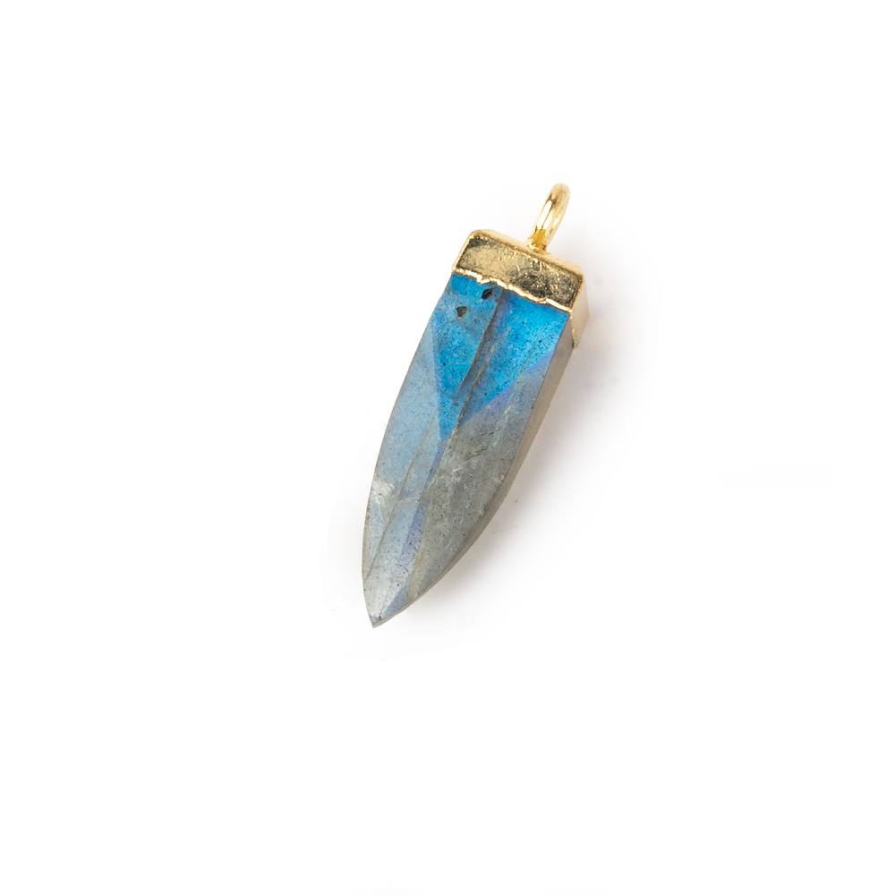 17x6mm Gold Leafed Labradorite plain oblisk spike Pendant 1 focal bead - Beadsofcambay.com