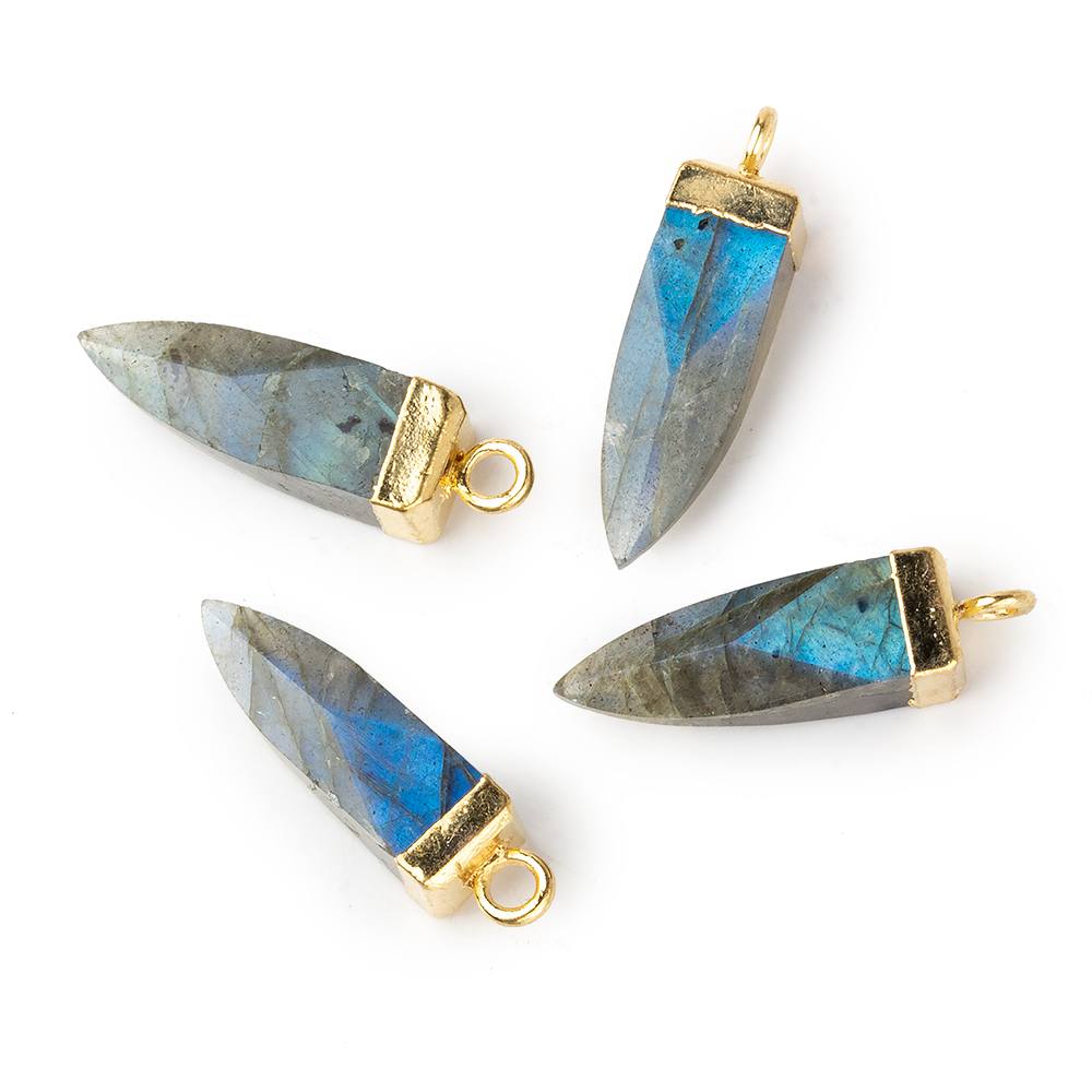 17x6mm Gold Leafed Labradorite plain oblisk spike Pendant 1 focal bead - Beadsofcambay.com