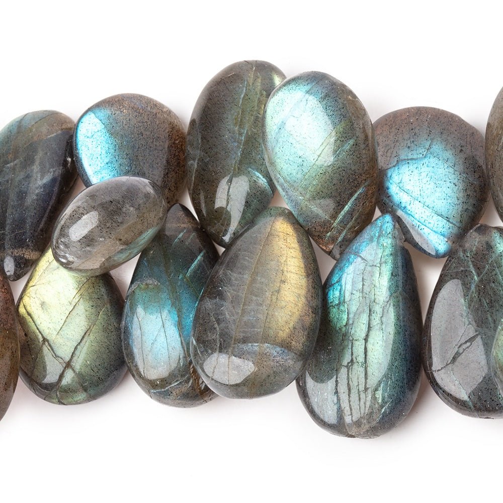 18x12-25x14mm Labradorite Plain Pear Beads 8 inch 36 pieces - Beadsofcambay.com