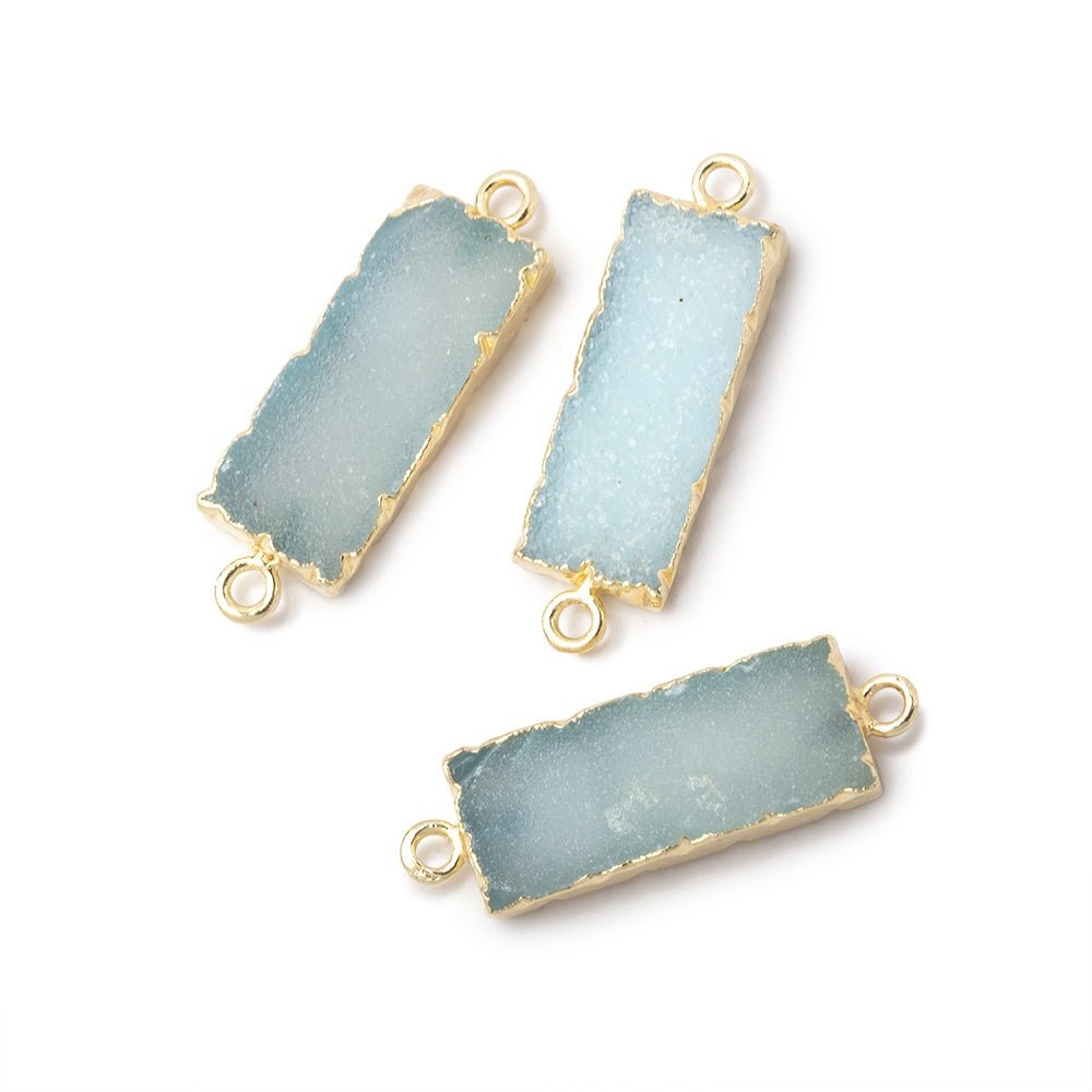 18x8mm Gold Leafed Blue Drusy Bar Connector 1 focal piece - Beadsofcambay.com