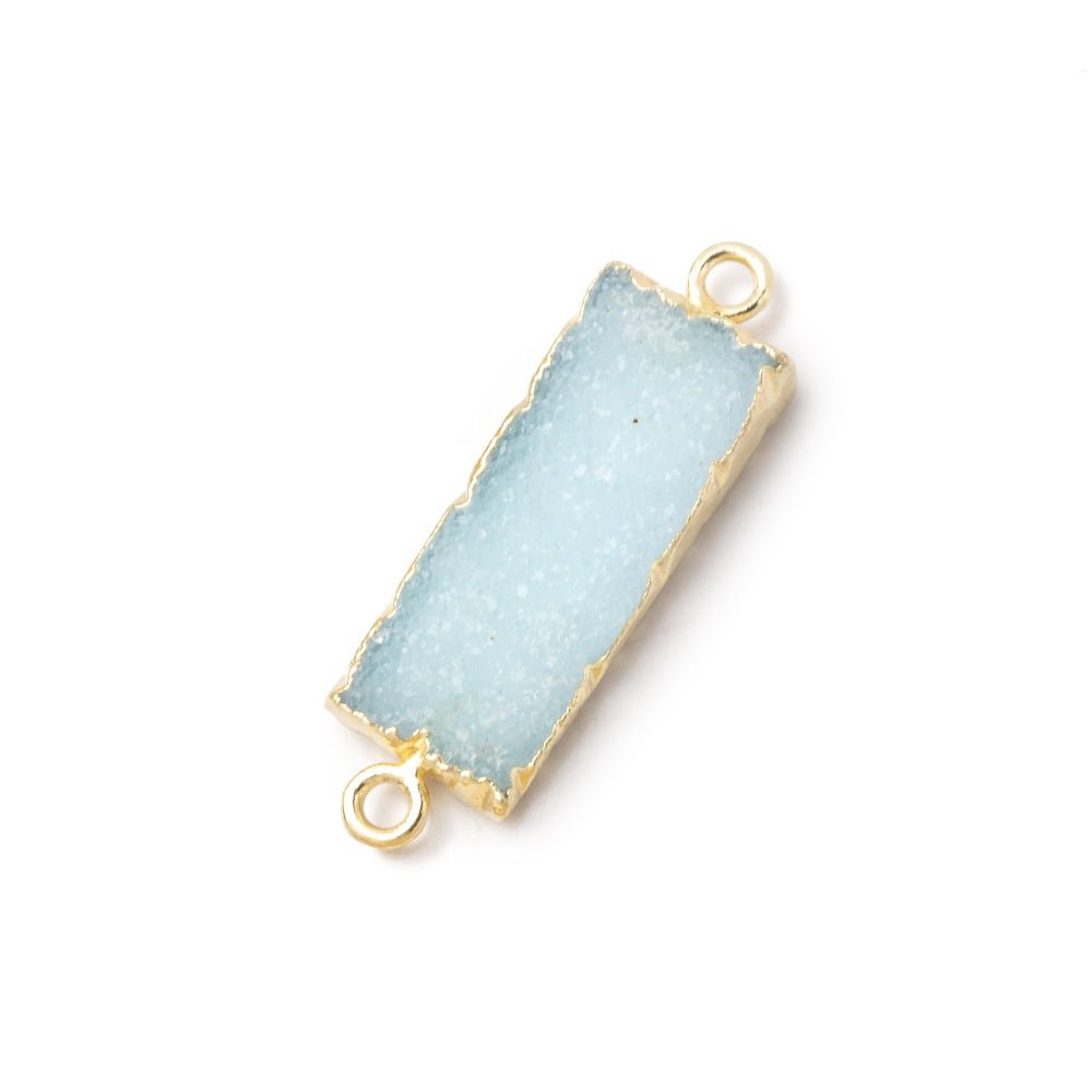 18x8mm Gold Leafed Blue Drusy Bar Connector 1 focal piece - Beadsofcambay.com