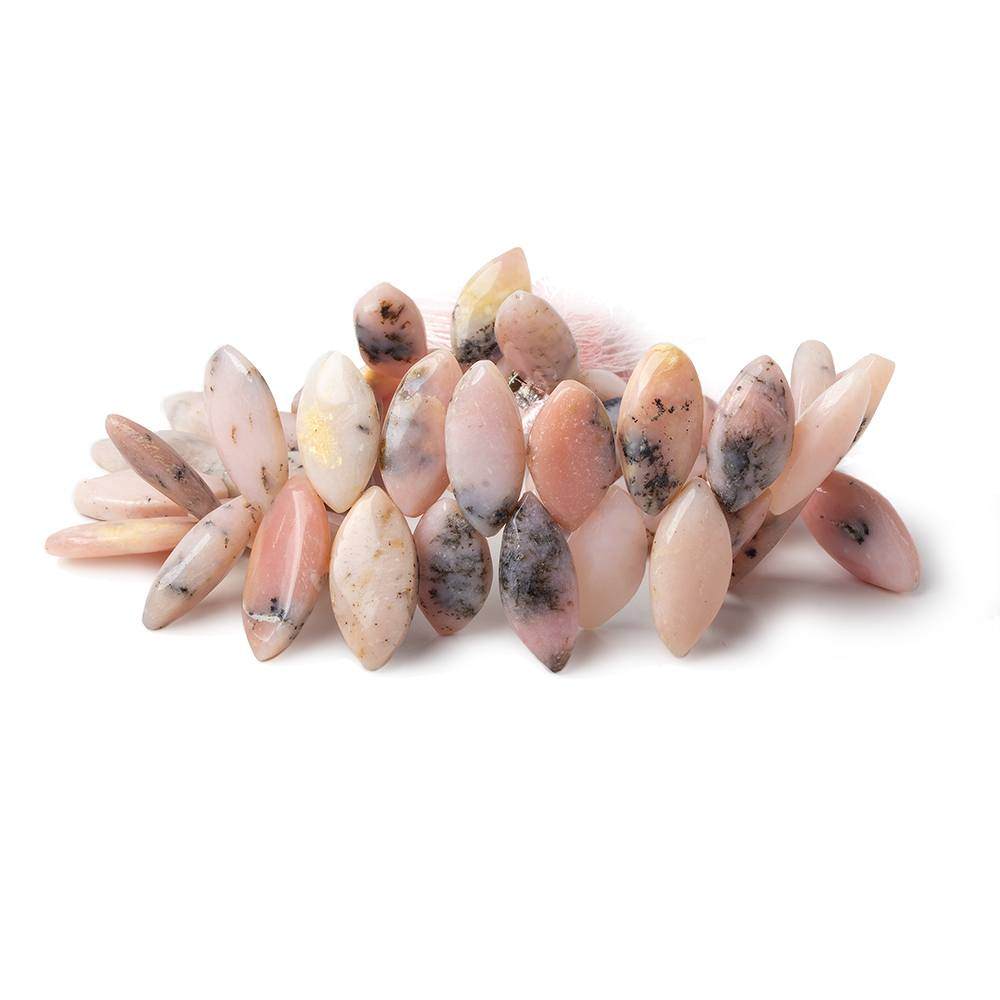 19x10-26x9mm Dendritic Pink Peruvian Opal Plain Marquise Beads 8.5 inch 44 pcs - Beadsofcambay.com