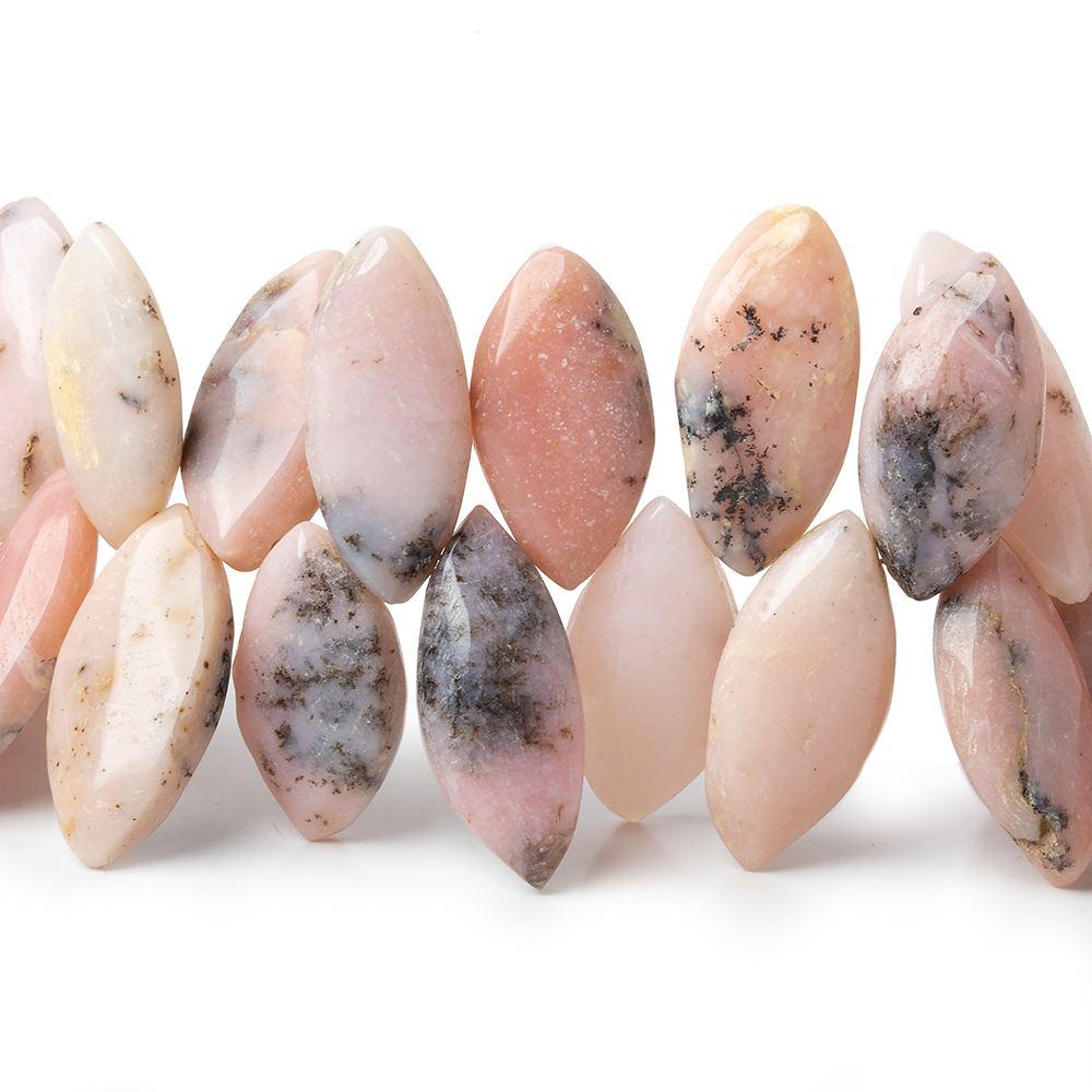 19x10-26x9mm Dendritic Pink Peruvian Opal Plain Marquise Beads 8.5 inch 44 pcs - Beadsofcambay.com