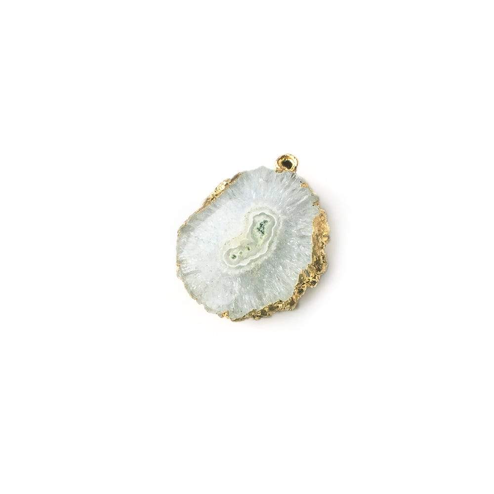 19x17mm 22kt Gold leafed Solar Quartz Pendant Bead 1 piece - Beadsofcambay.com