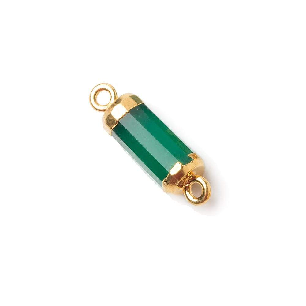 19x5mm Gold Leafed Green Onyx faceted barrel tube Connector 1 piece - Beadsofcambay.com