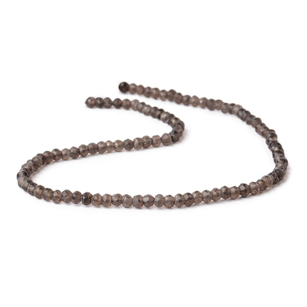 4mm Smoky Quartz Faceted Rondelles 13.5 inch 135 beads with 1mm Large Hole - BeadsofCambay.com