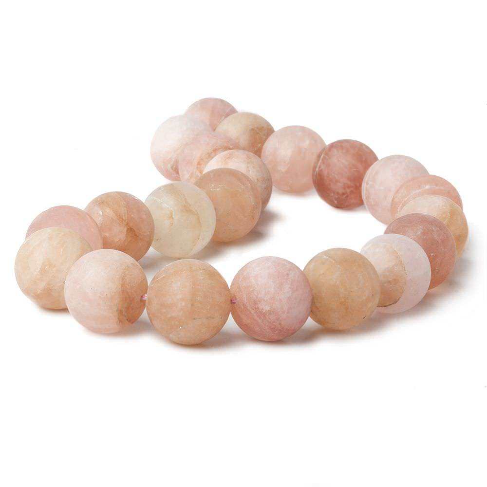 20mm Matte Morganite (Pink Beryl) plain round beads 16 inch 21 pieces A - Beadsofcambay.com