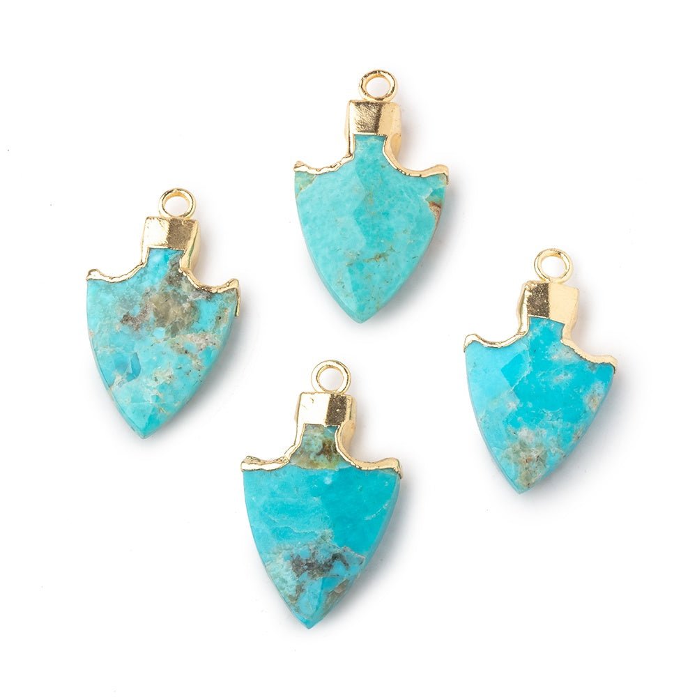 20x13mm Gold Leafed Turquoise Faceted Arrowhead Focal Pendant 1 piece - Beadsofcambay.com