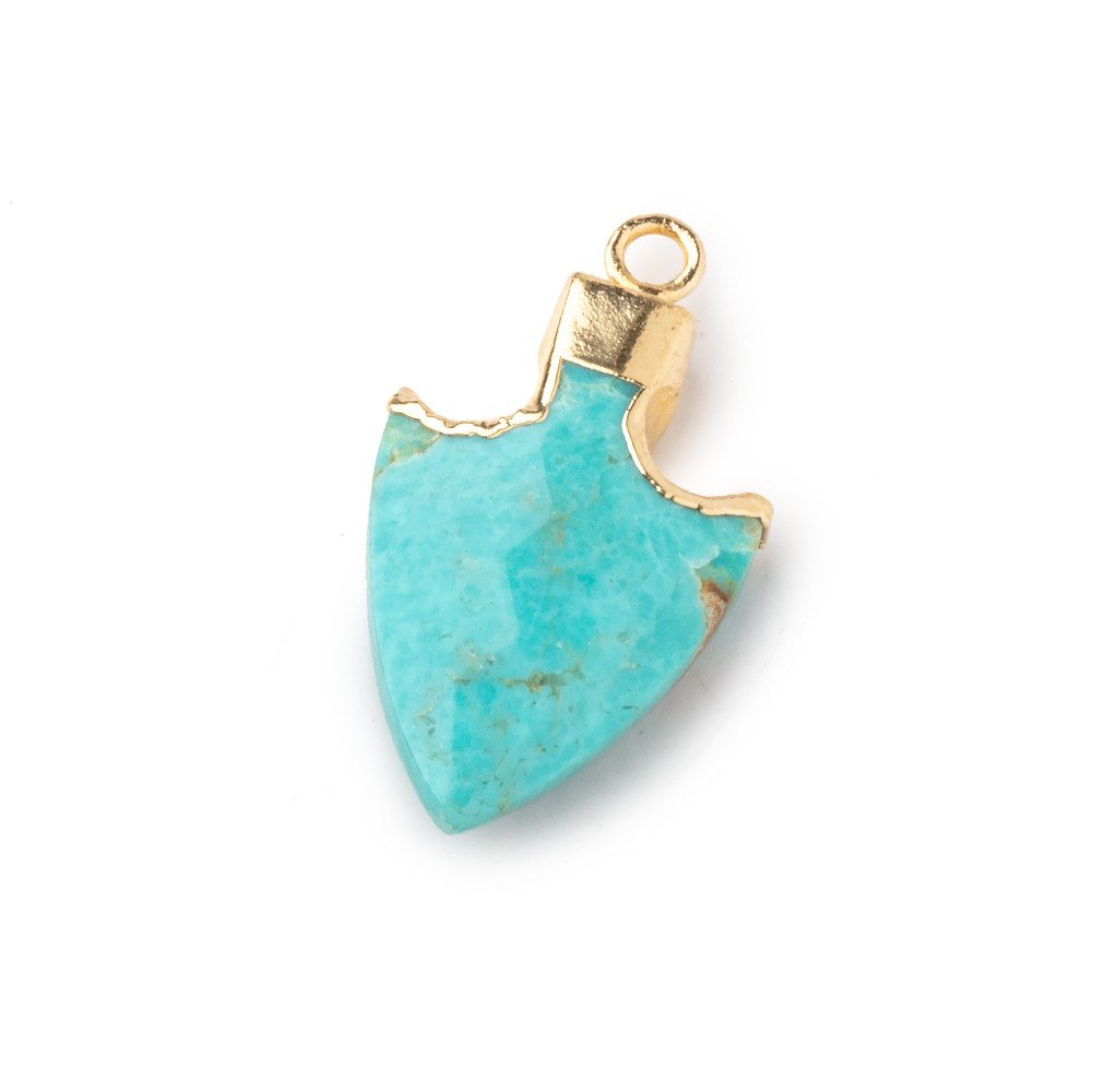 20x13mm Gold Leafed Turquoise Faceted Arrowhead Focal Pendant 1 piece - Beadsofcambay.com