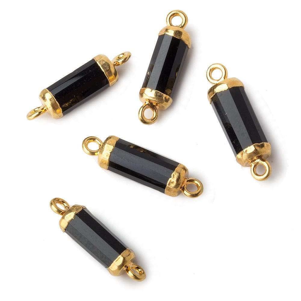 20x5mm Gold Leafed Black Spinel faceted barrel tube Connector 1 piece - Beadsofcambay.com