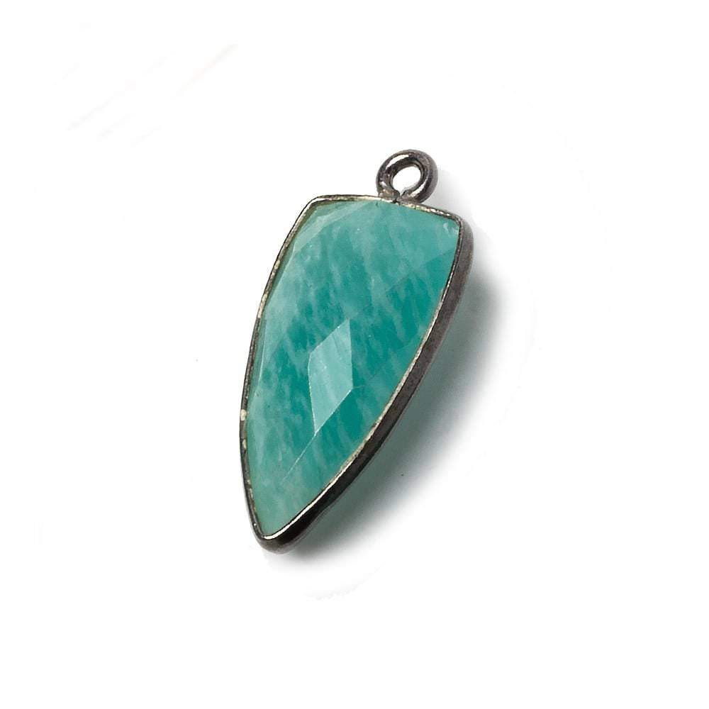 21x11mm Black Gold Bezel Amazonite faceted point 1 focal bead - Beadsofcambay.com