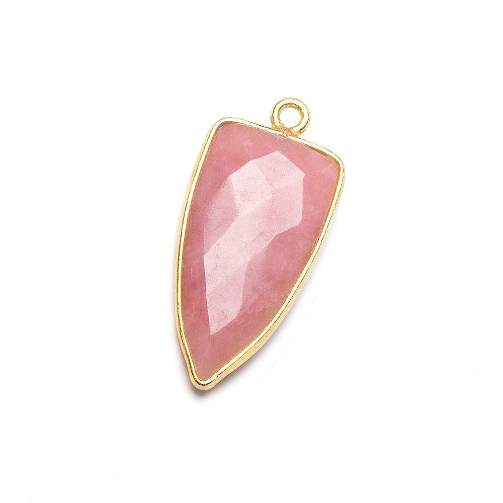 21x11mm Vermeil Bezel Pink Peruvian Opal faceted point 1 focal bead - Beadsofcambay.com