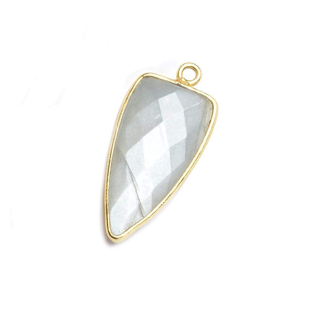 21x11mm Vermeil Bezel Platinum Grey Moonstone faceted point 1 focal bead - Beadsofcambay.com