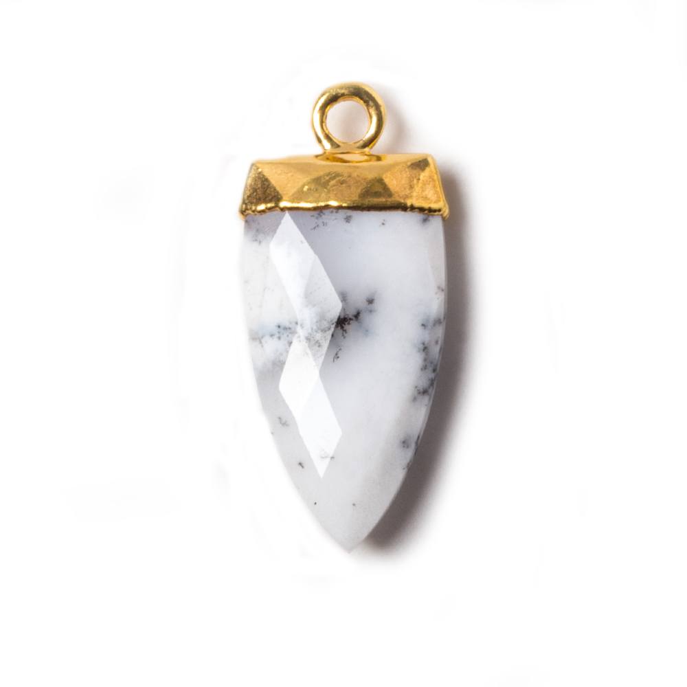 21x9mm Gold Leafed Dendritic Opal faceted Point Pendant 1 piece - Beadsofcambay.com