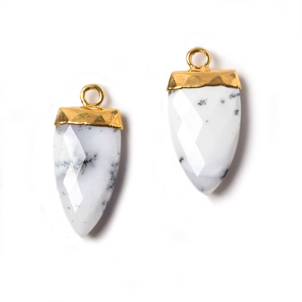 21x9mm Gold Leafed Dendritic Opal faceted Point Pendant 1 piece - Beadsofcambay.com