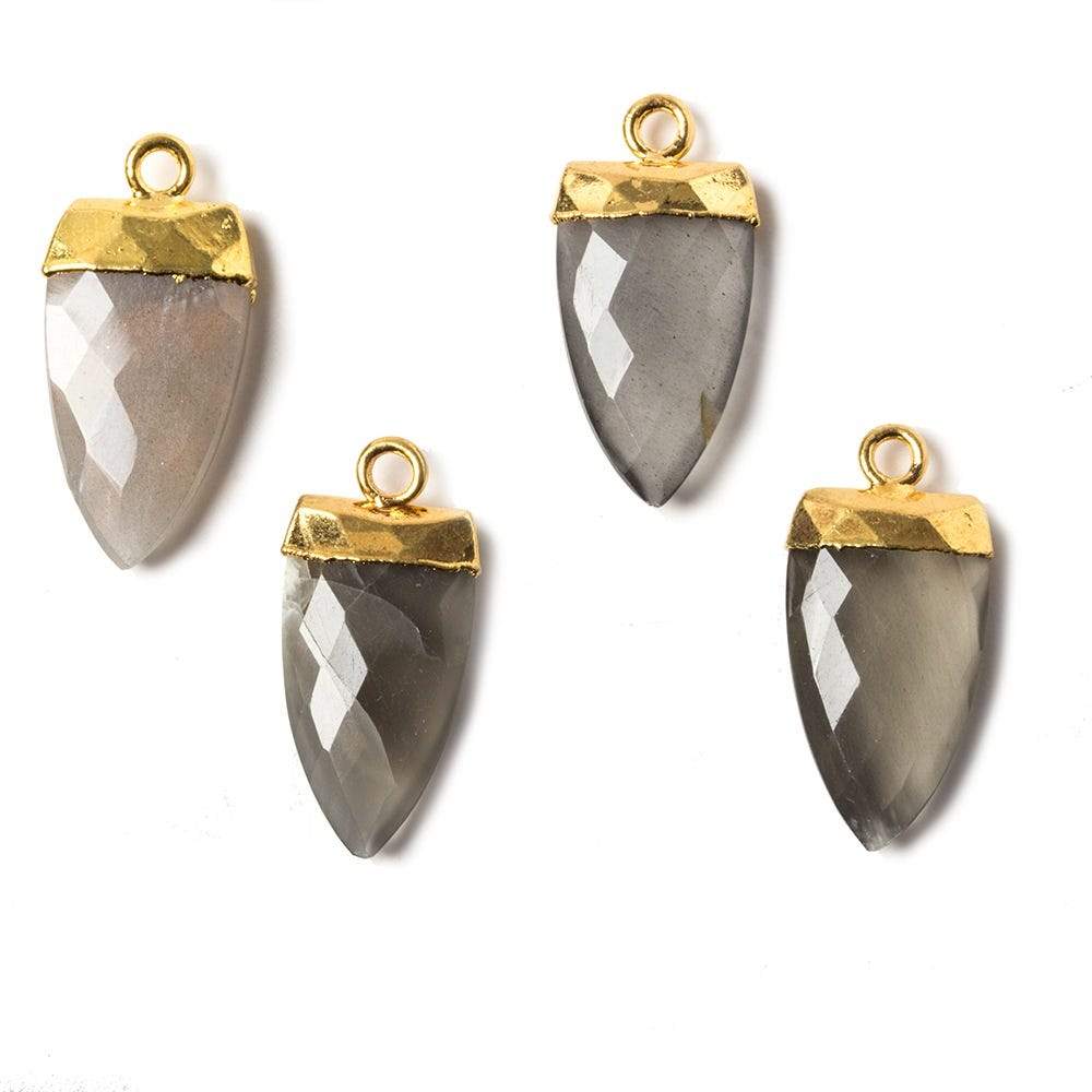 21x9mm Gold Leafed Platinum Grey Moonstone faceted Point Pendant 1 piece - Beadsofcambay.com