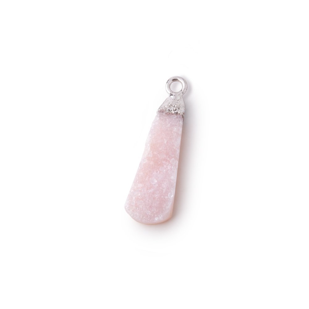 22-24mm Silver Leafed Pink Drusy Pear Pendant 1 focal piece - Beadsofcambay.com