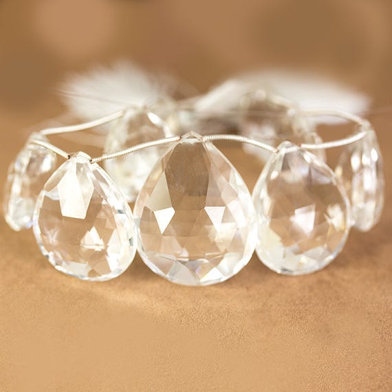 23x17 - 35x27mm Crystal Quartz Faceted Pears - Beadsofcambay.com